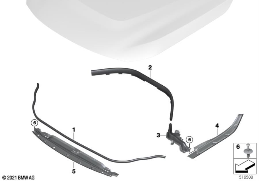 Diagram Hood seals for your BMW M6  