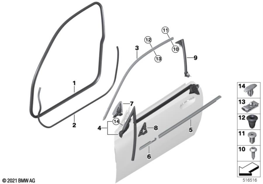 Diagram Trim and seals for door, front for your 2018 BMW X2 28i  