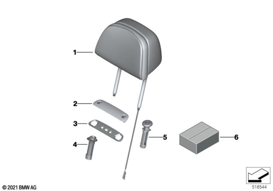 Diagram Seat, front, head restraint for your 2012 BMW M6   