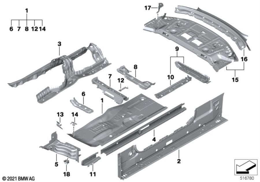 Diagram Partition trunk/Floor parts for your 2009 BMW M6   