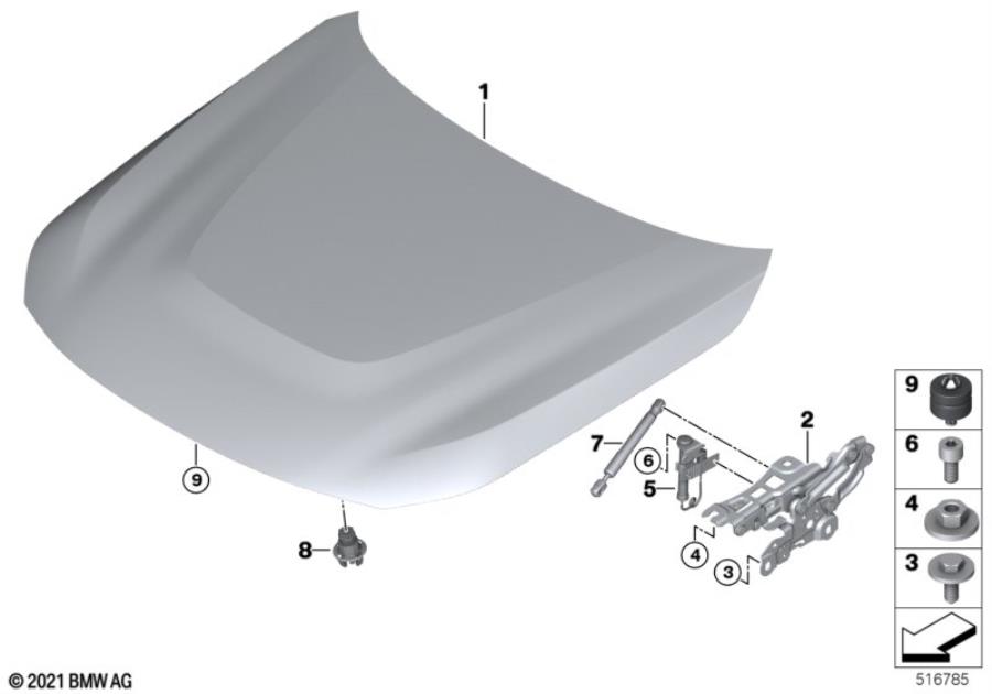 Diagram Hood / mounted parts for your 2023 BMW M240i   