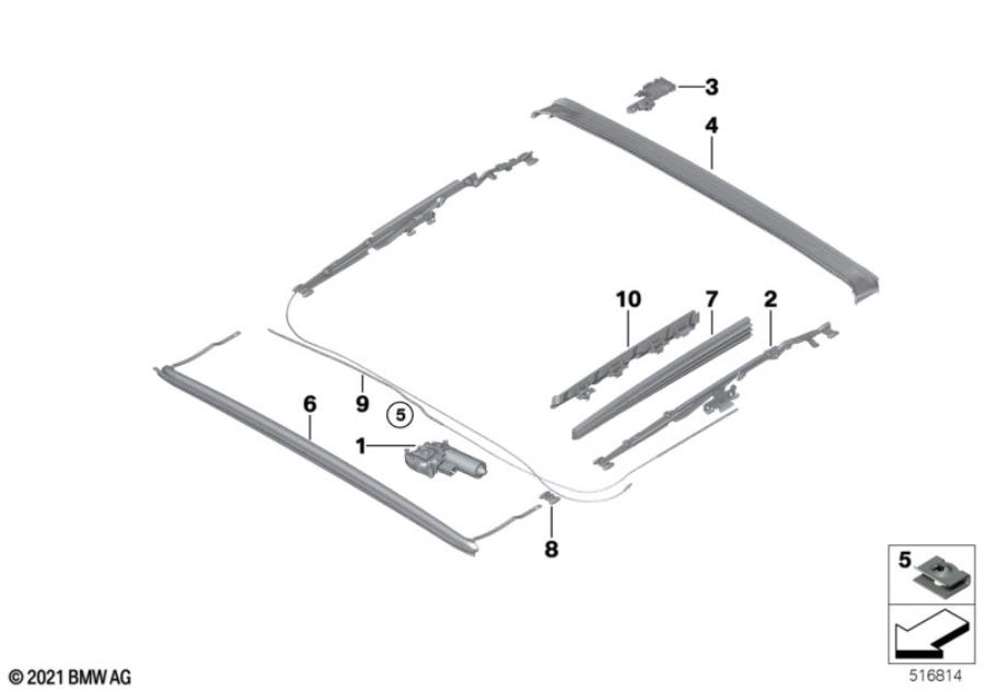 Diagram Single parts for sliding lifting roof for your 2023 BMW X3  30eX 