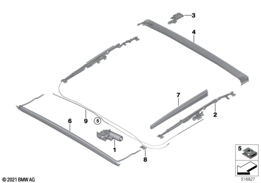 Diagram Single parts for sliding lifting roof for your 2023 BMW X3  30eX 