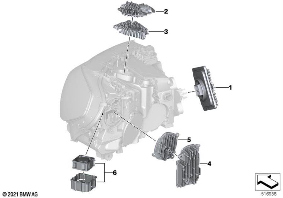 Diagram Single parts, headlight electronics for your BMW