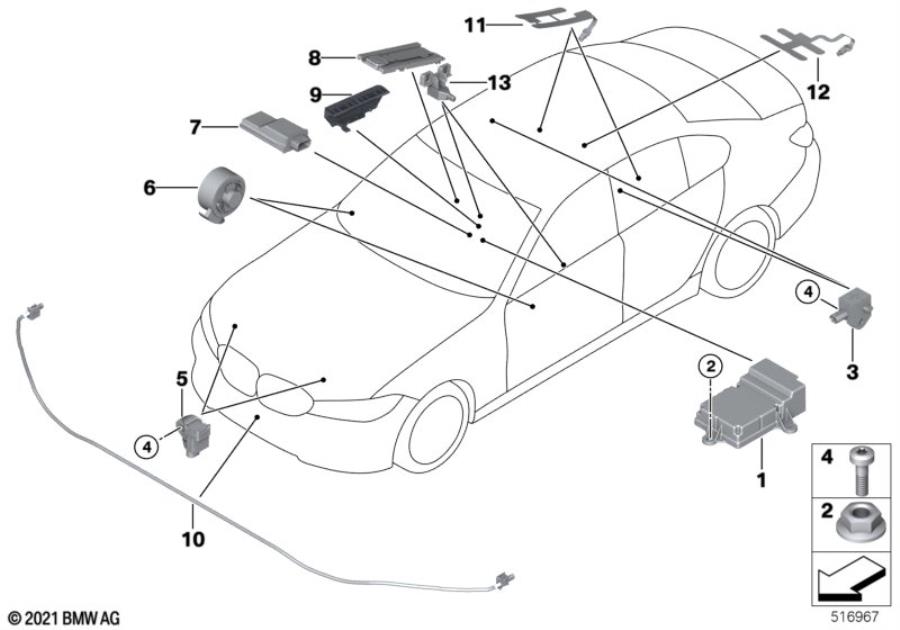 Le diagramme Pièces électriques d"airbag pour votre BMW 330e  