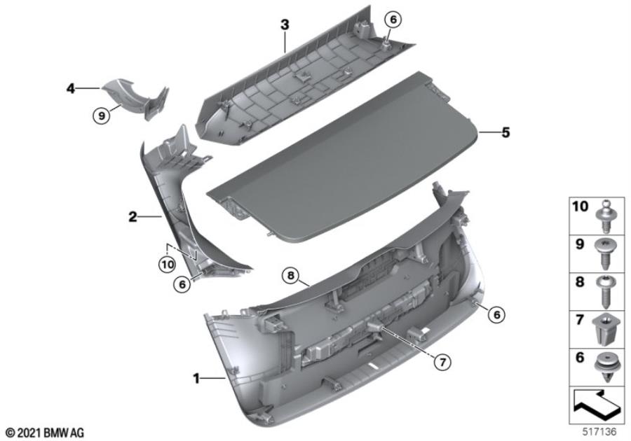 Diagram Trunk lid trim panel for your 1988 BMW M6   