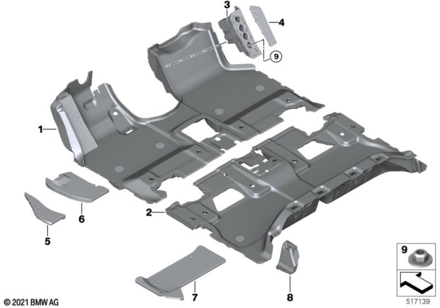 Diagram Floor covering for your BMW M6  