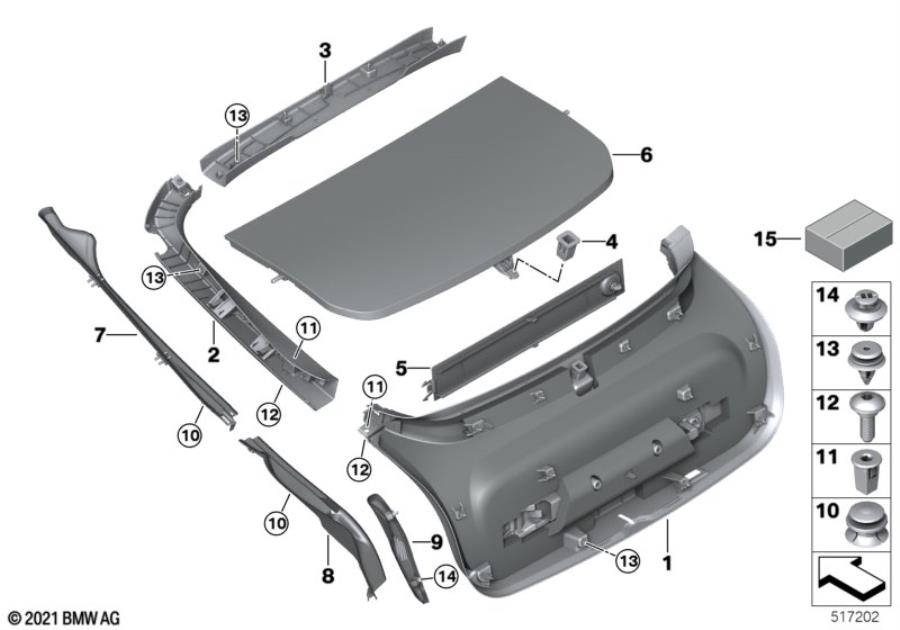 Diagram Trunk lid trim panel for your BMW