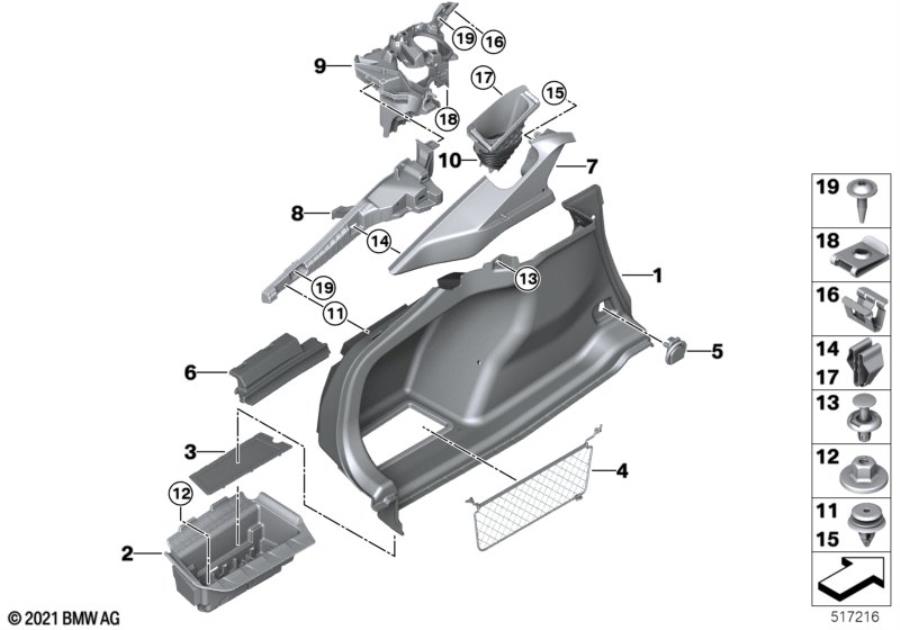 Diagram Left trunk trim for your 1988 BMW M6   