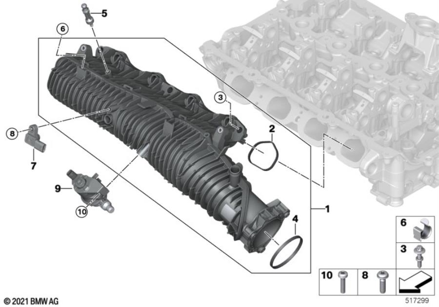 Diagram Intake manifold system for your 2018 BMW 540dX   