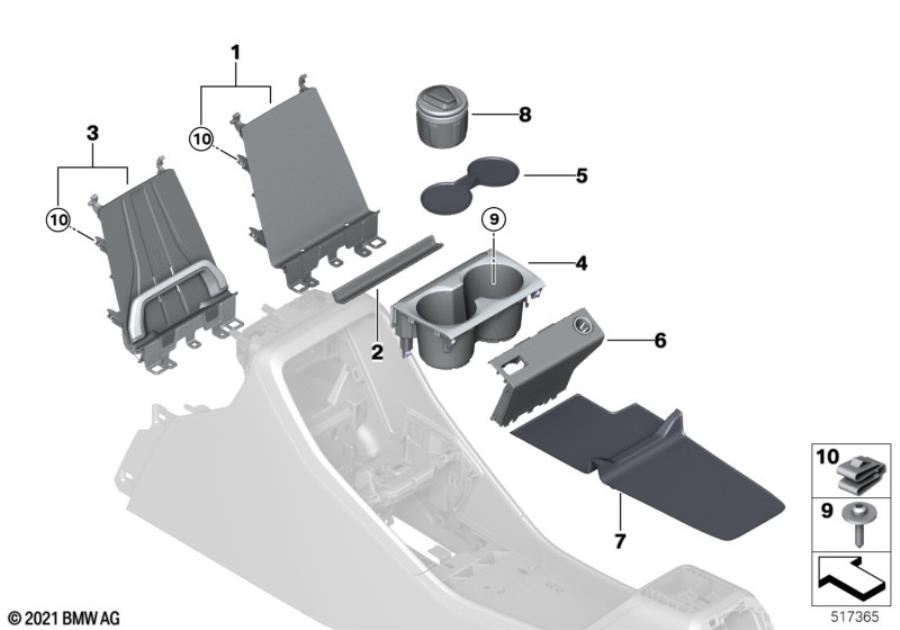 Diagram Storage tray, center console for your 2007 BMW M6   