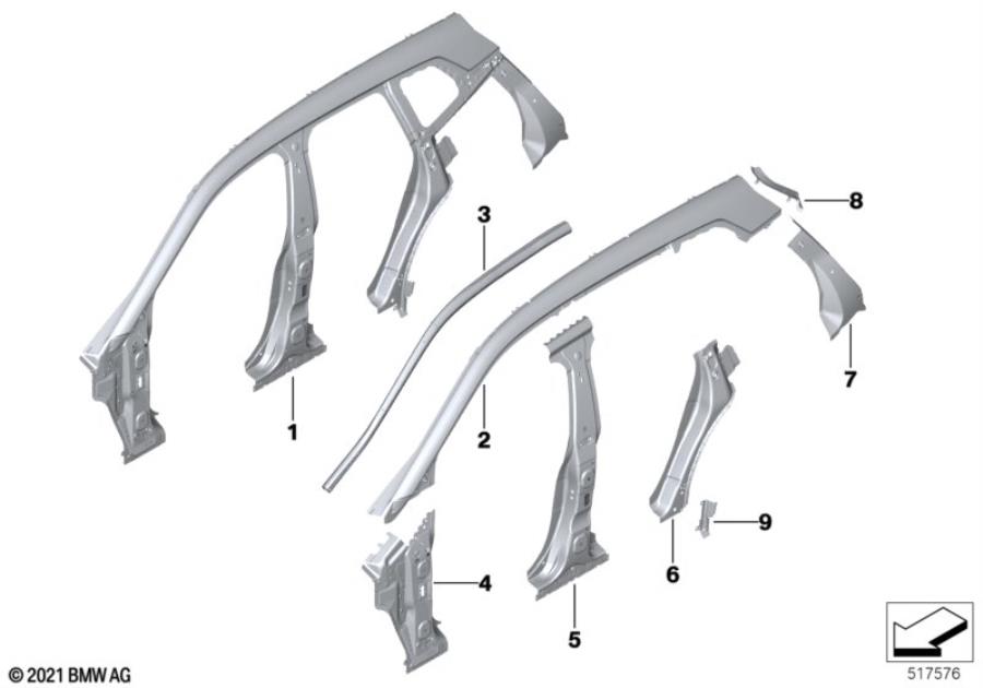 Diagram Side frame section, center for your 1988 BMW M6   