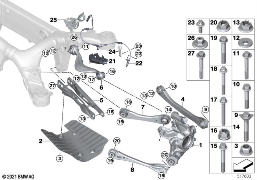 Diagram Rear axle support/wheel suspension for your BMW X2  