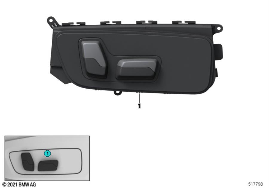 Diagram Seat adjustment switch, fr. passenger for your BMW