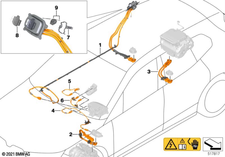 Diagram HV cable set for charge socket for your BMW