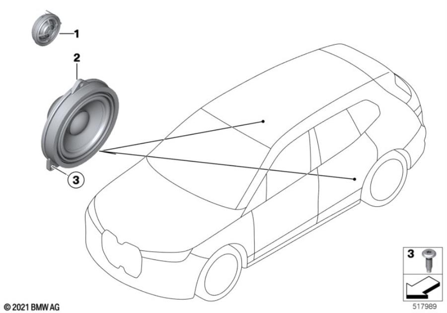 Diagram Single parts f rear door loudspeaker for your BMW