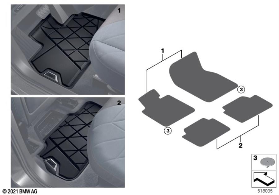 Diagram Floor mats, all-weather for your 2017 BMW M240i   