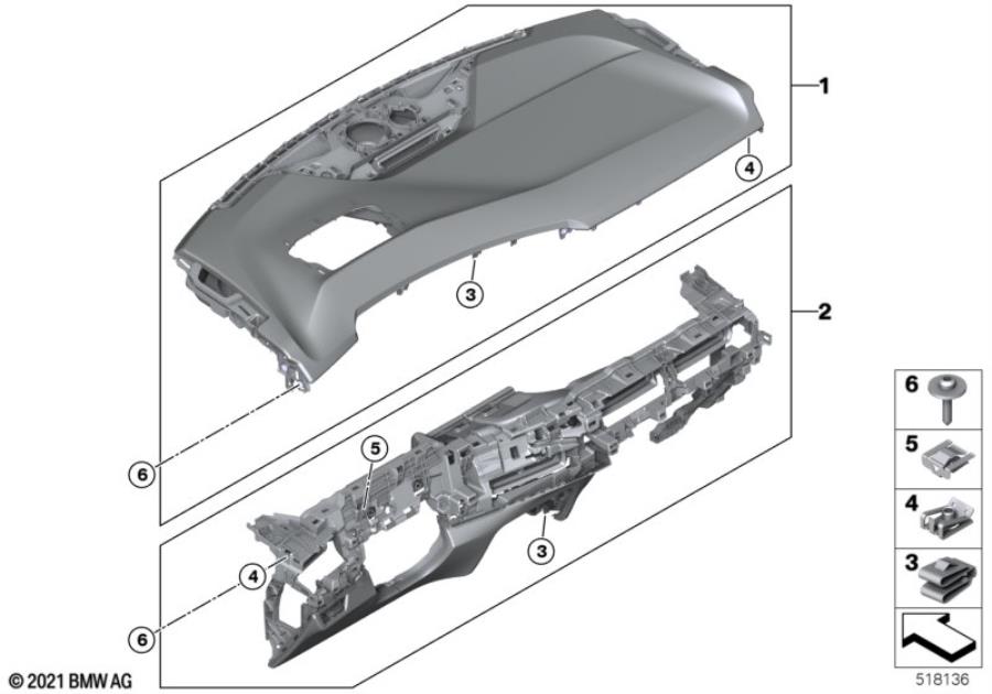 Diagram Trim panel dashboard for your 1988 BMW M6   