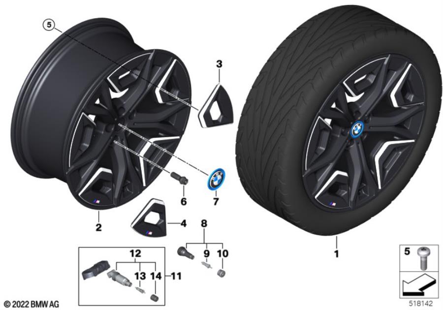 Diagram BMW LA wheel aerodynamics 1023M - 22" for your BMW