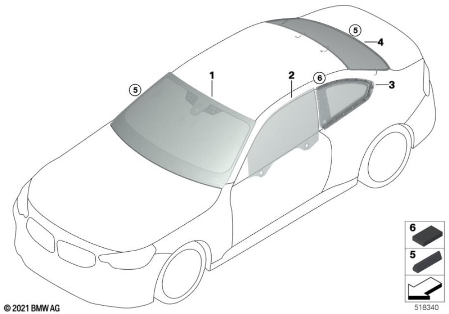 Diagram Glazing for your BMW 230iX  