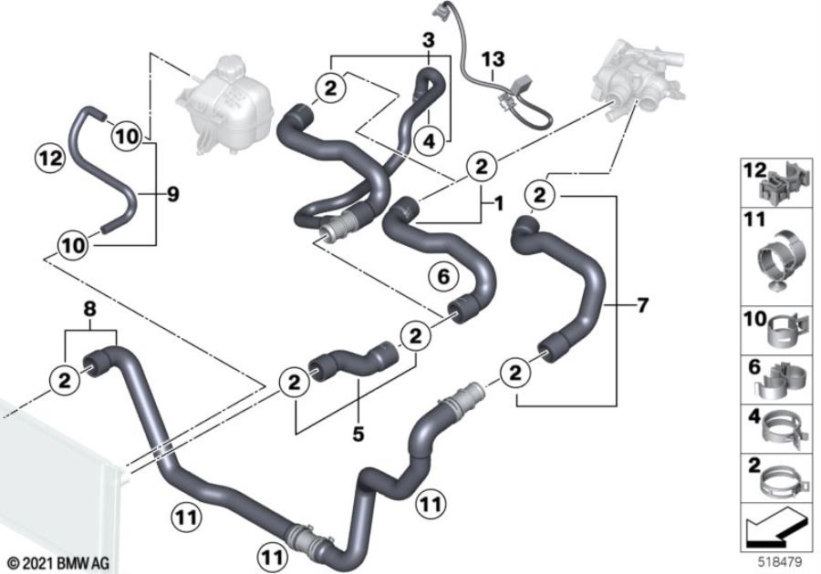 Diagram Cooling System Water Hoses for your MINI