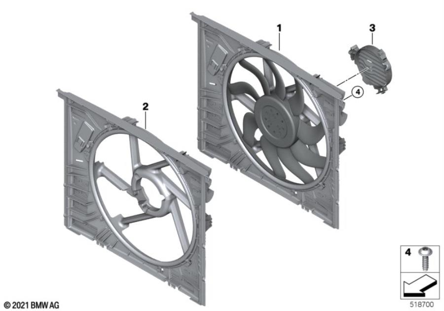 Diagram Fan housing, mounting parts for your BMW