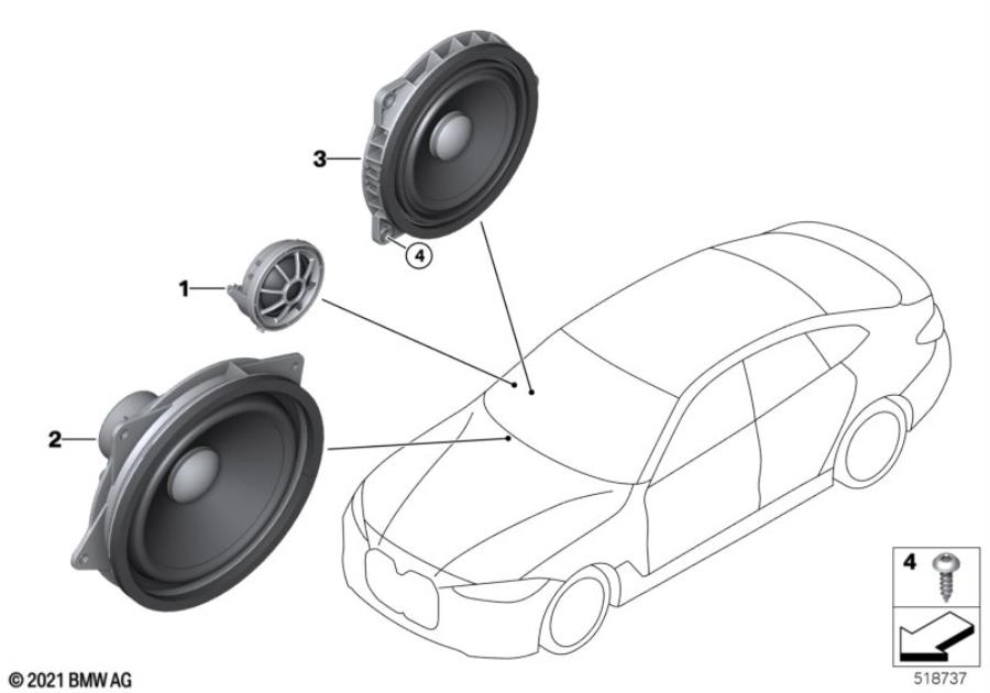 Diagram Single parts f front door loudspeaker for your 1988 BMW M6   