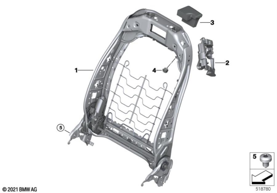 Diagram Seat, front, backrest frame for your 2012 BMW M6   