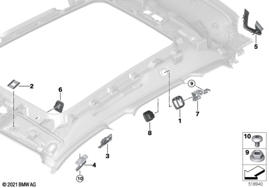 Diagram Mounting parts, roof antenna for your BMW