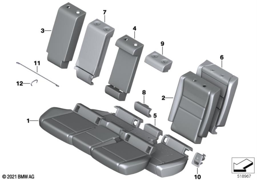 Diagram Seat rear, upholstery & cover base seat for your 2012 BMW M6   