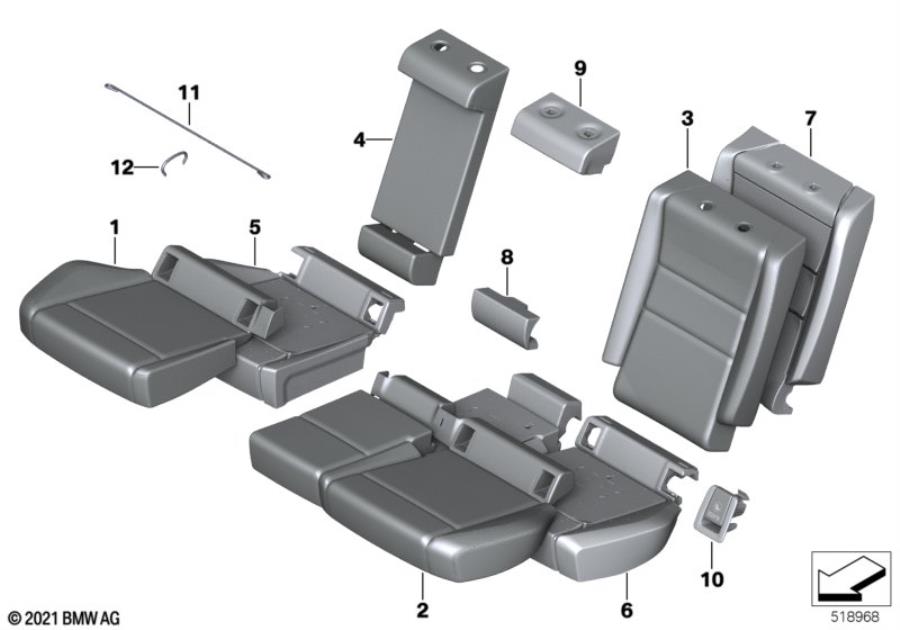 Diagram Seat, rear, upholstery and cover for your 2006 BMW M6   