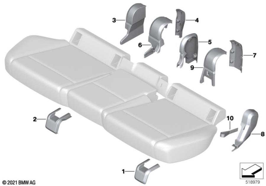 Diagram Seat, rear, seat trim covers for your 2010 BMW M6   