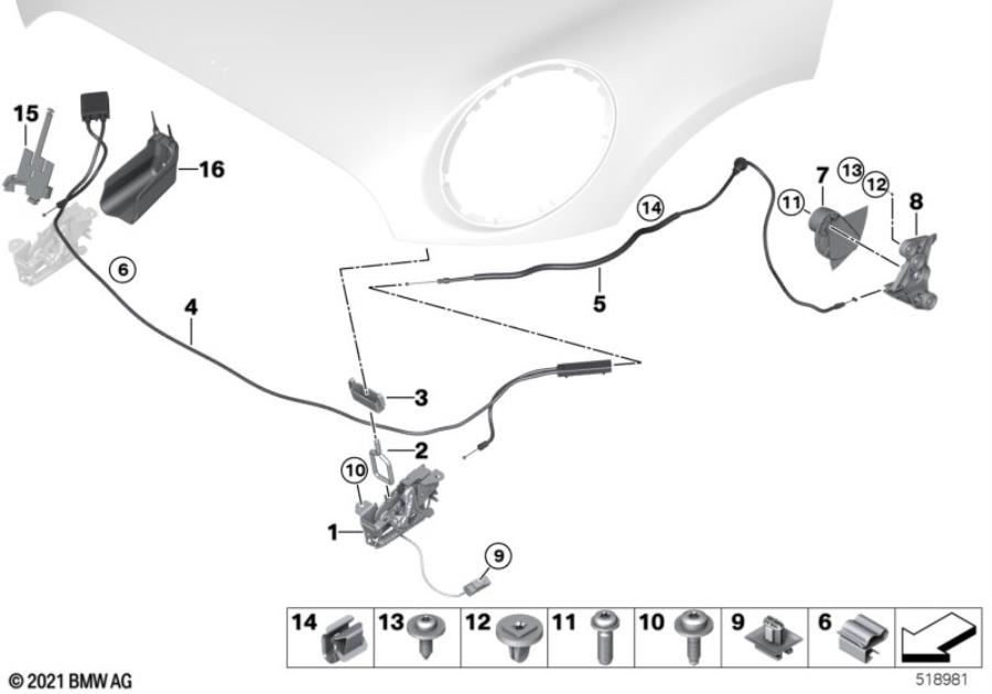 Diagram Hood locking system for your MINI