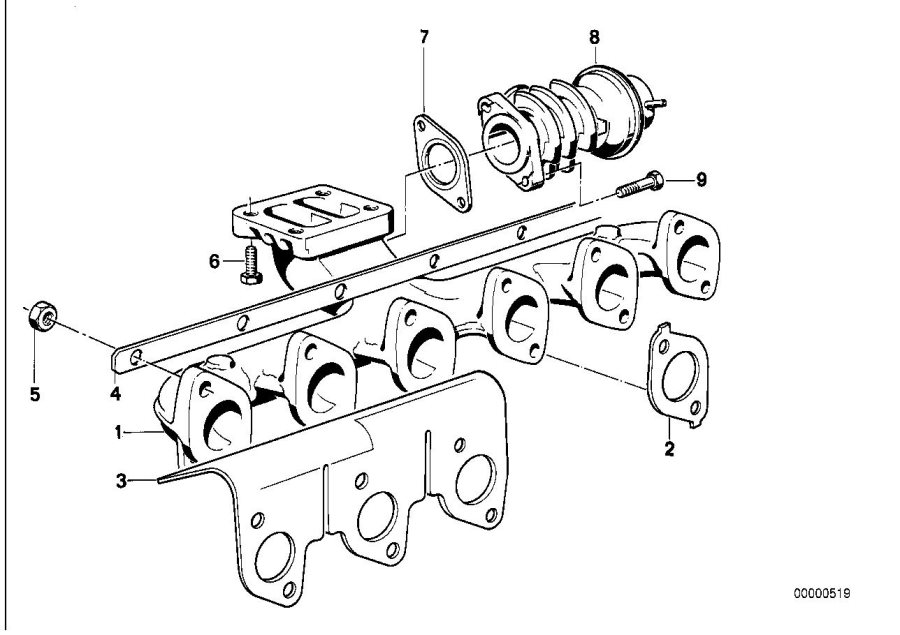 Diagram Exhaust manifold-agr for your 1988 BMW M6   