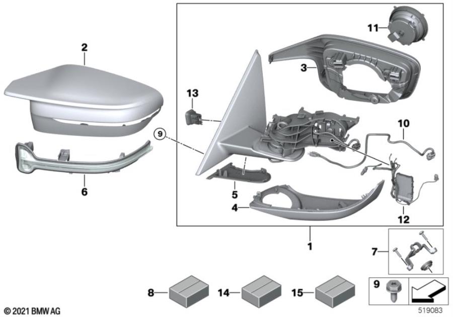 Diagram Outside mirror for your 2023 BMW X3  30eX 