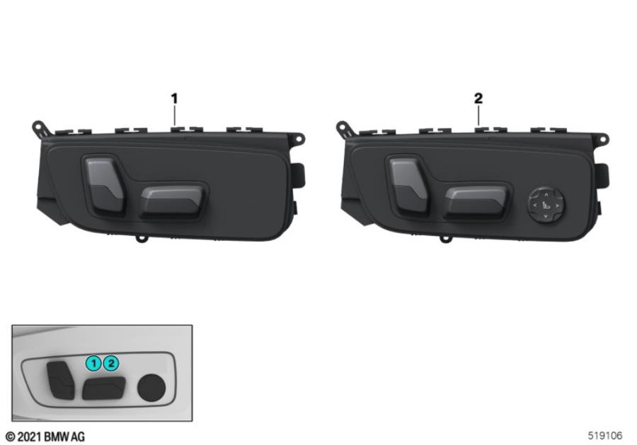 Diagram Seat adjustment switch, fr. passenger for your MINI