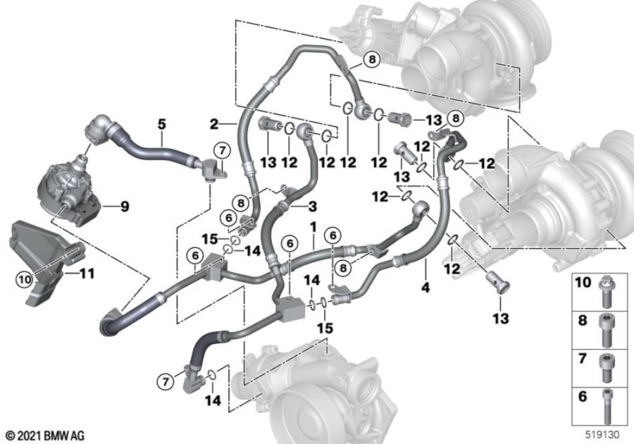 Diagram Engine cooling system exhaust turbo. for your 2010 BMW M6   