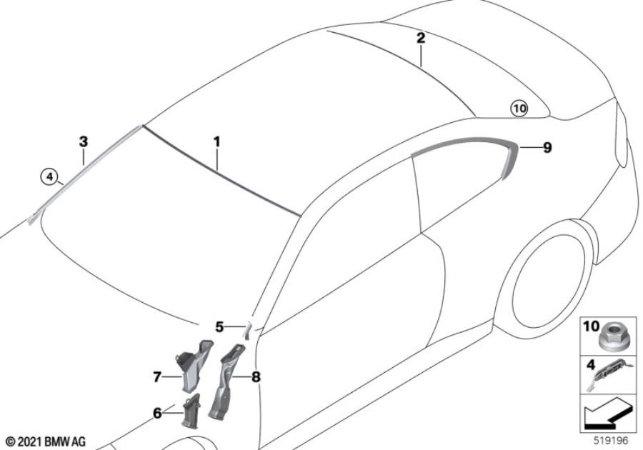 Diagram Window mounting parts for your 2014 BMW M6   