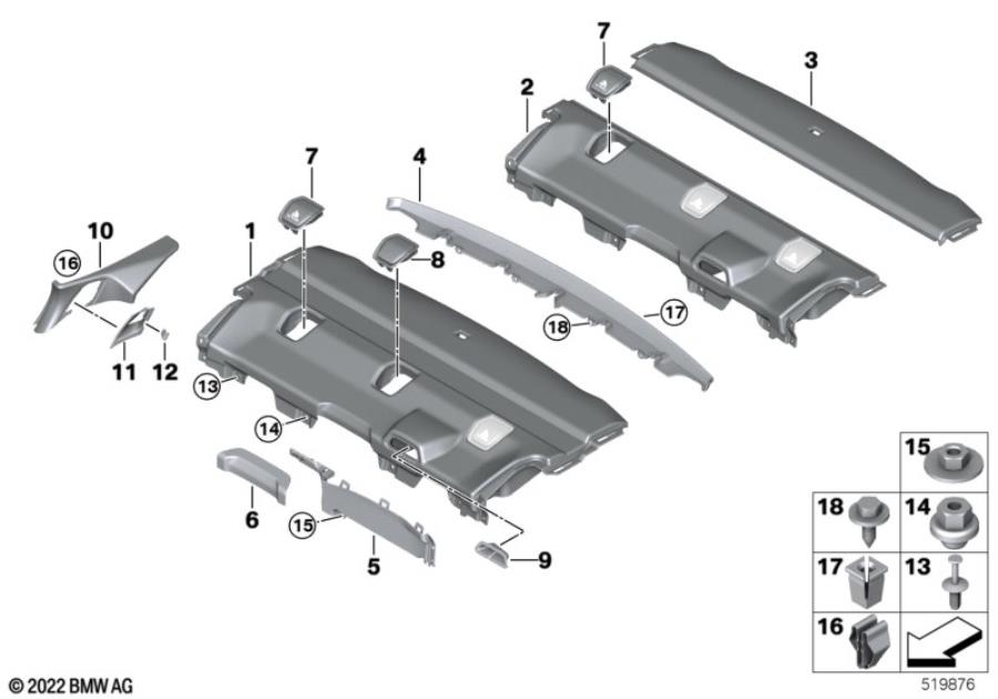 Diagram Rear window shelf for your BMW