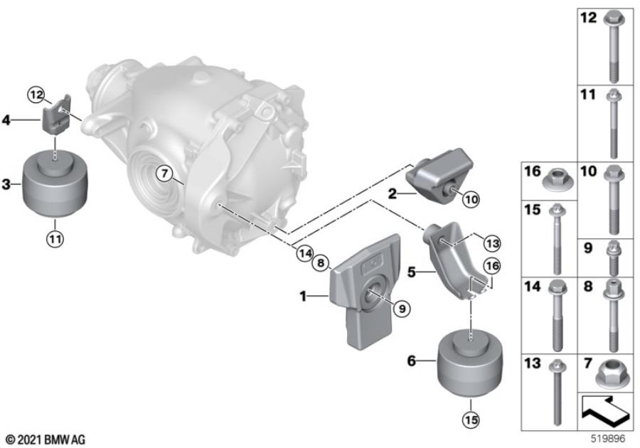 Diagram Rear axle differential vibrat.absorber for your BMW