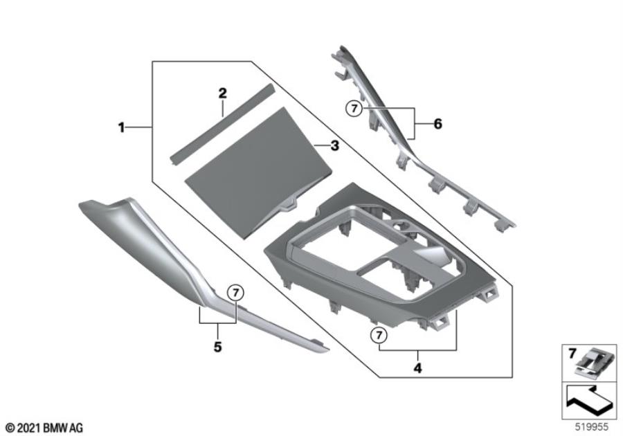 Diagram Decor trims, centre console for your 2023 BMW X3  30eX 