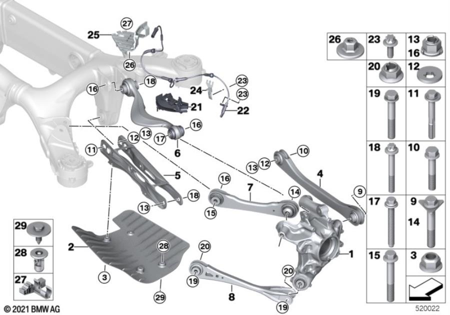 Diagram Rear axle support/wheel suspension for your BMW X2  