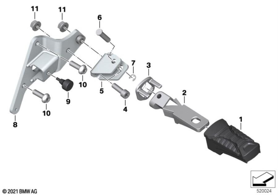 Diagram Rear footrests for your BMW R1200R  