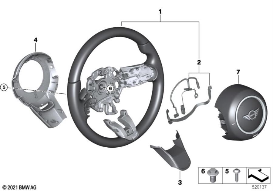 Diagram Airbag sports steering wheel for your 2021 MINI Countryman  ALL4 SE 