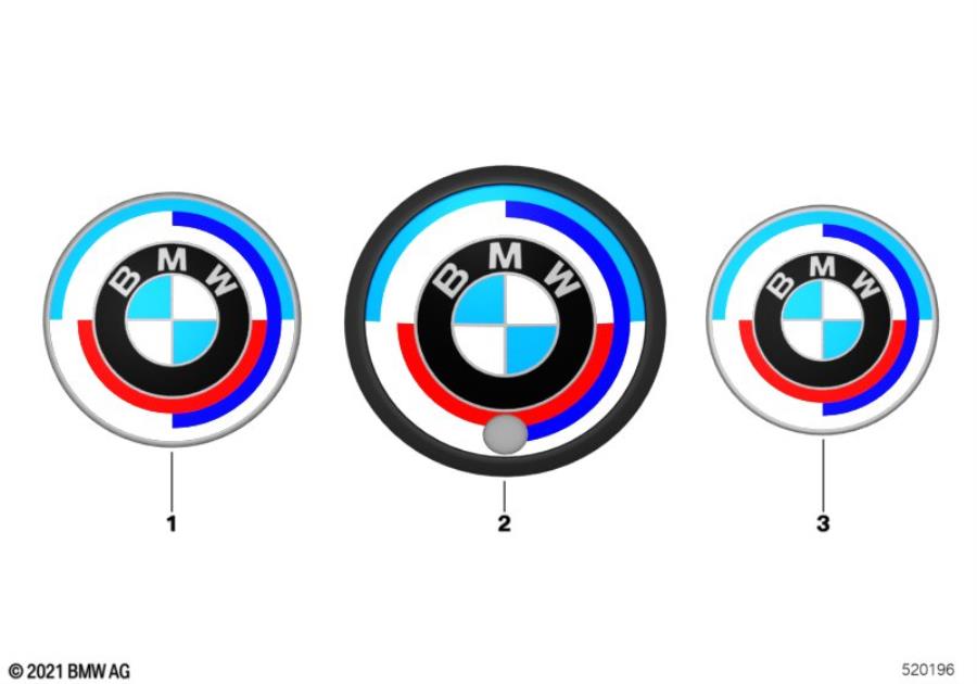 Diagram Retrofit BMW emblem 50 Years M for your BMW 330iX  