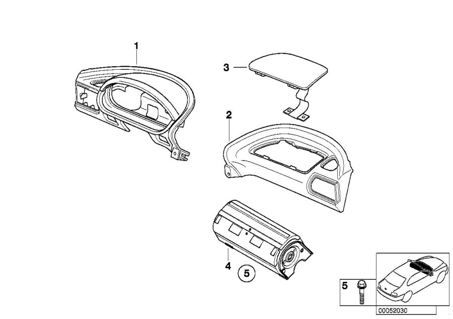 Diagram I-panel,top,driver/co-driver,with airbag for your 1988 BMW M6   