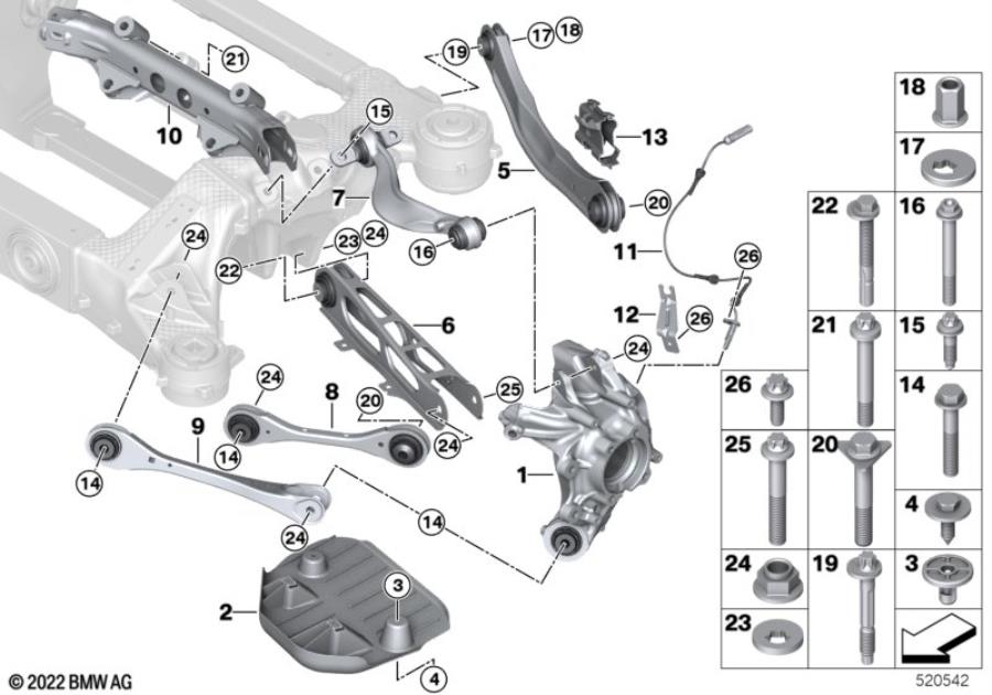 Diagram Rear axle support/wheel suspension for your 1988 BMW M6   