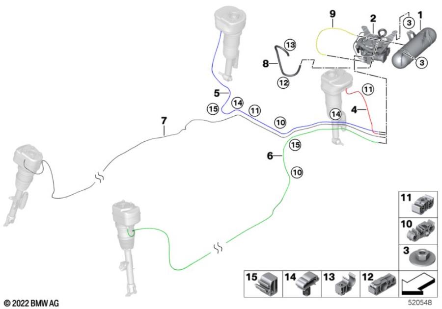 Diagram Levelling device/tubing/attaching parts for your 2009 BMW M6   