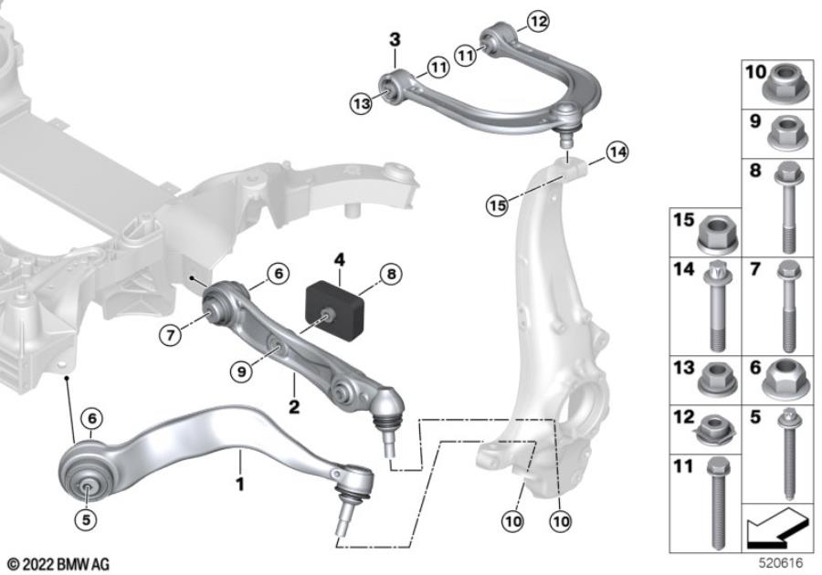 Diagram Frnt axle support,wishbone/tension strut for your 2014 BMW M6   