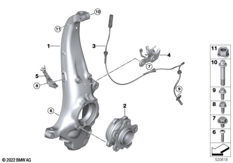 Diagram Carrier / wheel bearing, front for your 2021 BMW 530iX   